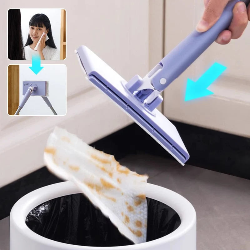 Mop Hands-Free Cloth Switching 360-Degree Swivel Head Foldable Handle
