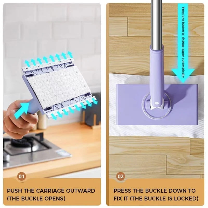 Mop Hands-Free Cloth Switching 360-Degree Swivel Head Foldable Handle