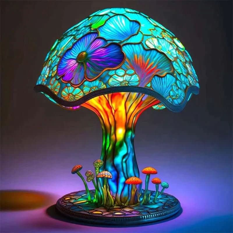 Mosaic Table Lamp Colorful Glass Warm Ambient Light