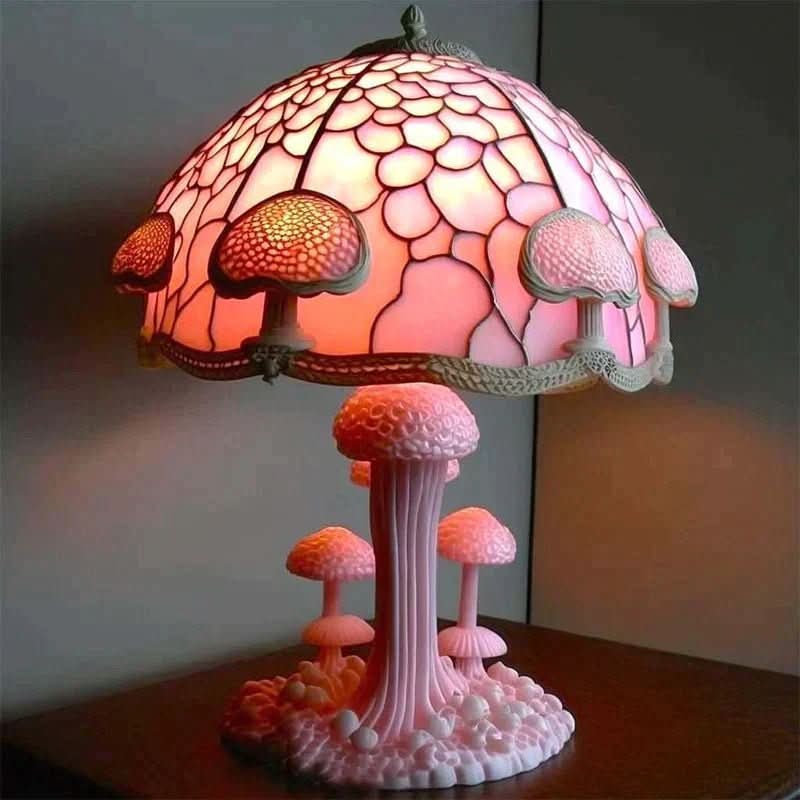 Mosaic Table Lamp Colorful Glass Warm Ambient Light