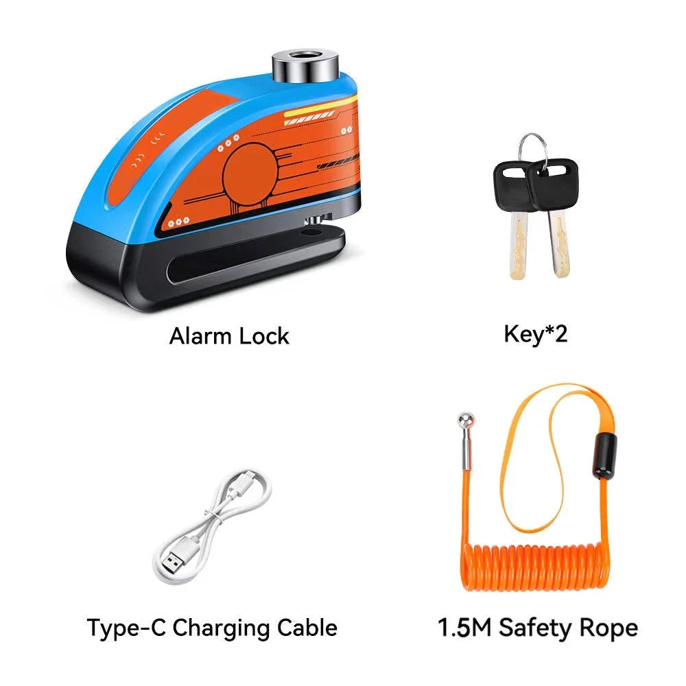 Motorcycle Disc Brake Lock Motion-Activated 120 dB Alarm IP67 Water-Resistant