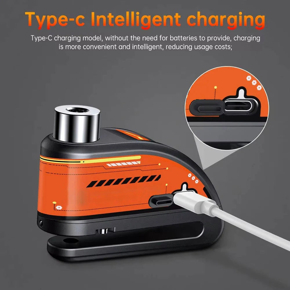 Motorcycle Disc Brake Lock Motion-Activated 120 dB Alarm IP67 Water-Resistant