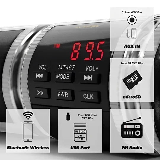 Motorcycle Speaker System Handlebar-Mounted Bluetooth Wired & Wireless Audio