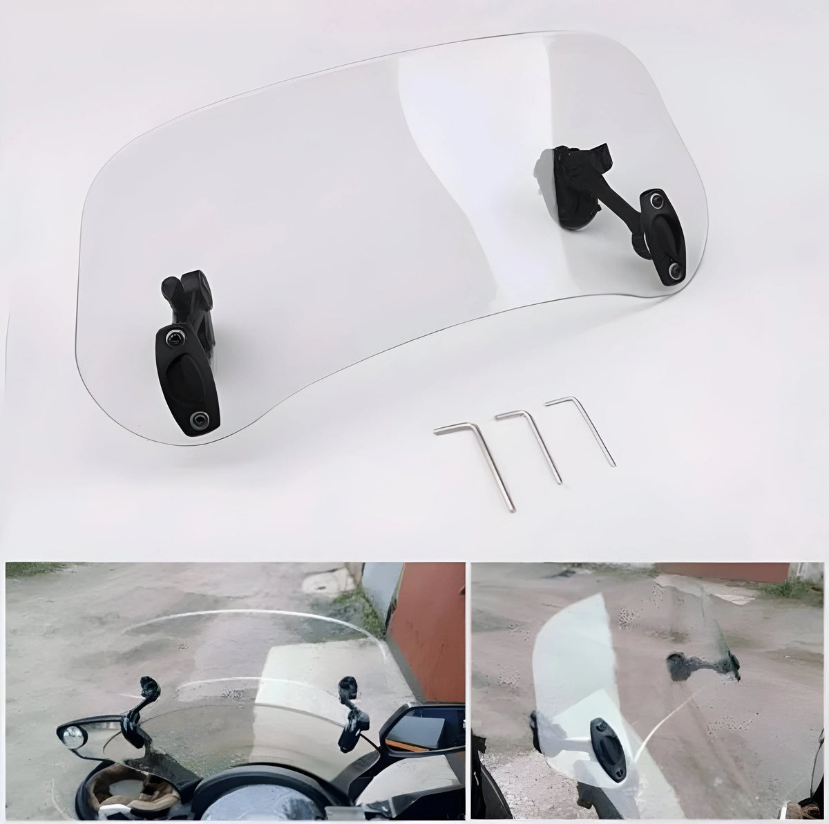 Motorcycle Windshield Extension Adjustable Clamp-On Height & Angle