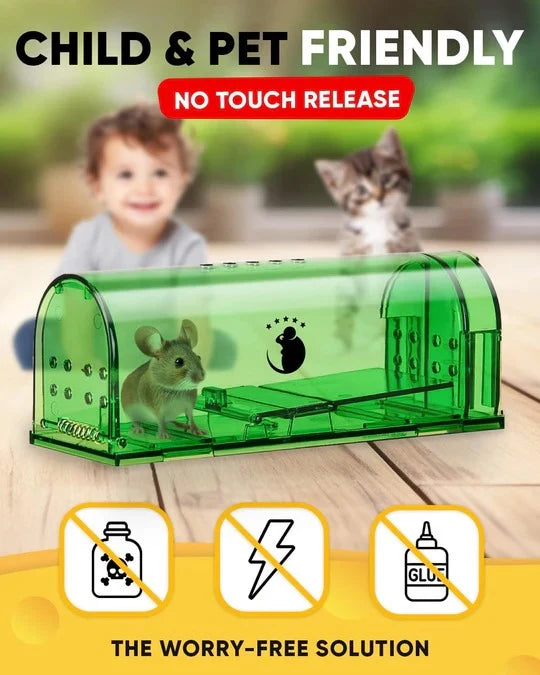 Mouse Trap Set Enclosed Live-Capture No-Touch Release 4-Piece