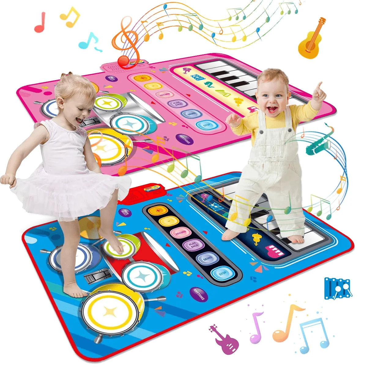 Musical Play Mat Five Instruments Adjustable Volume Non-Slip Design