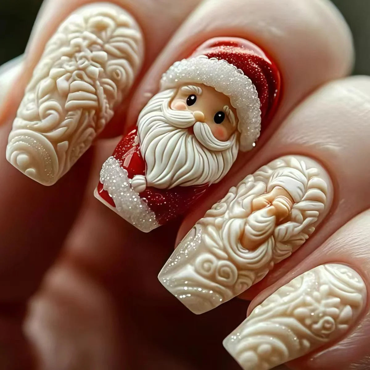 Nail Art Decorations 3D Christmas Designs Glossy Finish