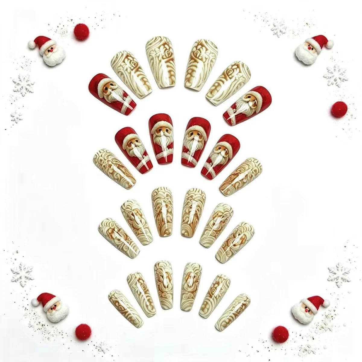 Nail Art Decorations 3D Christmas Designs Glossy Finish