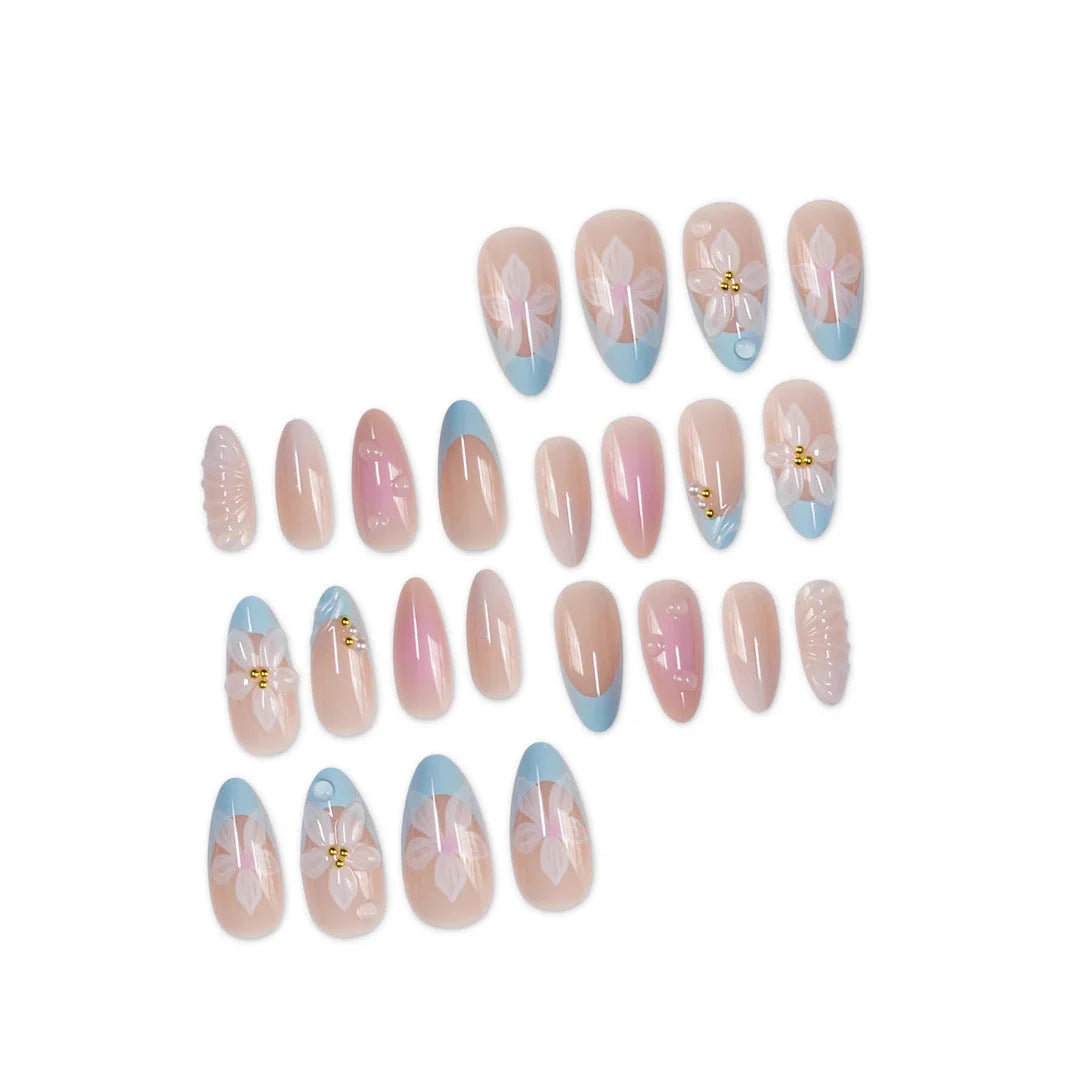 Nail Art Decorations 3D Floral Silver