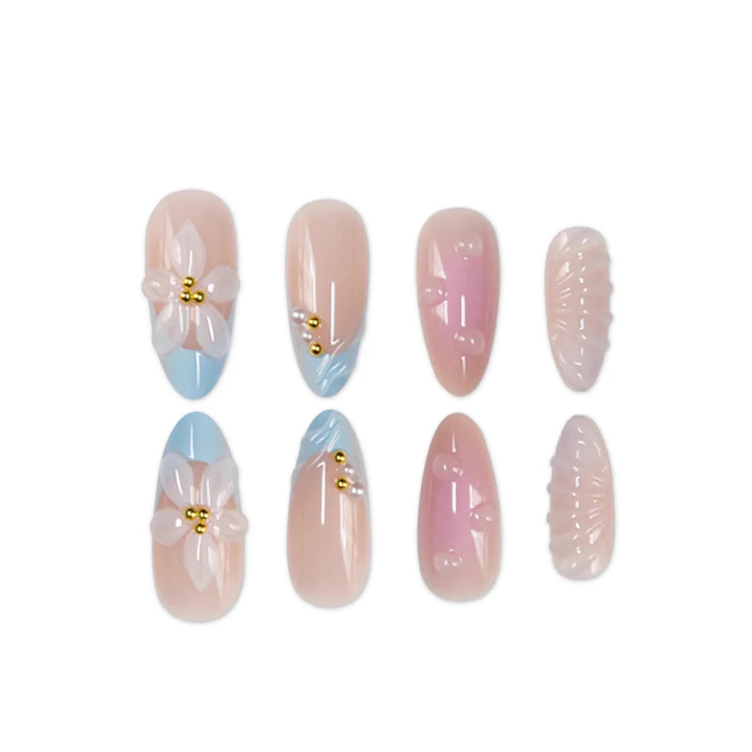 Nail Art Decorations 3D Floral Silver