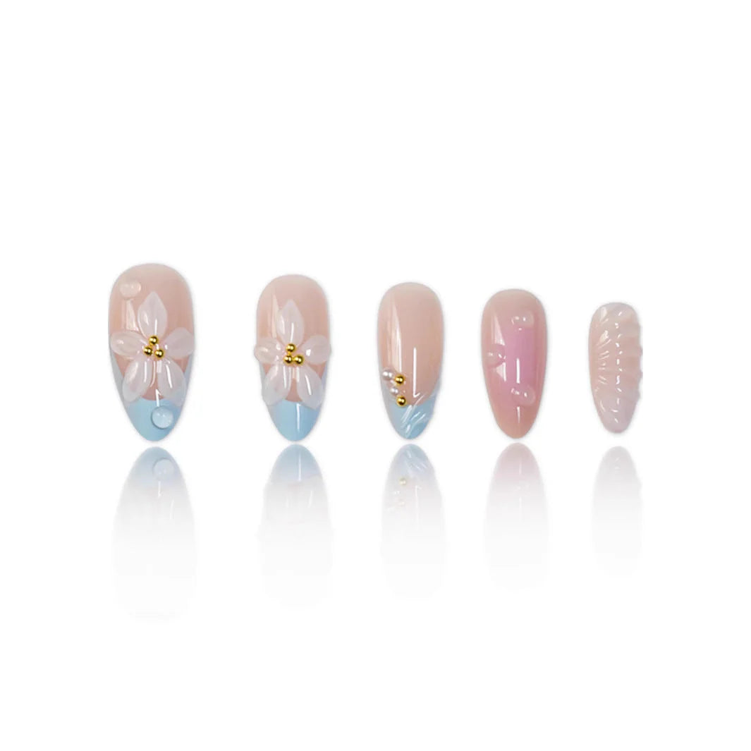 Nail Art Decorations 3D Floral Silver