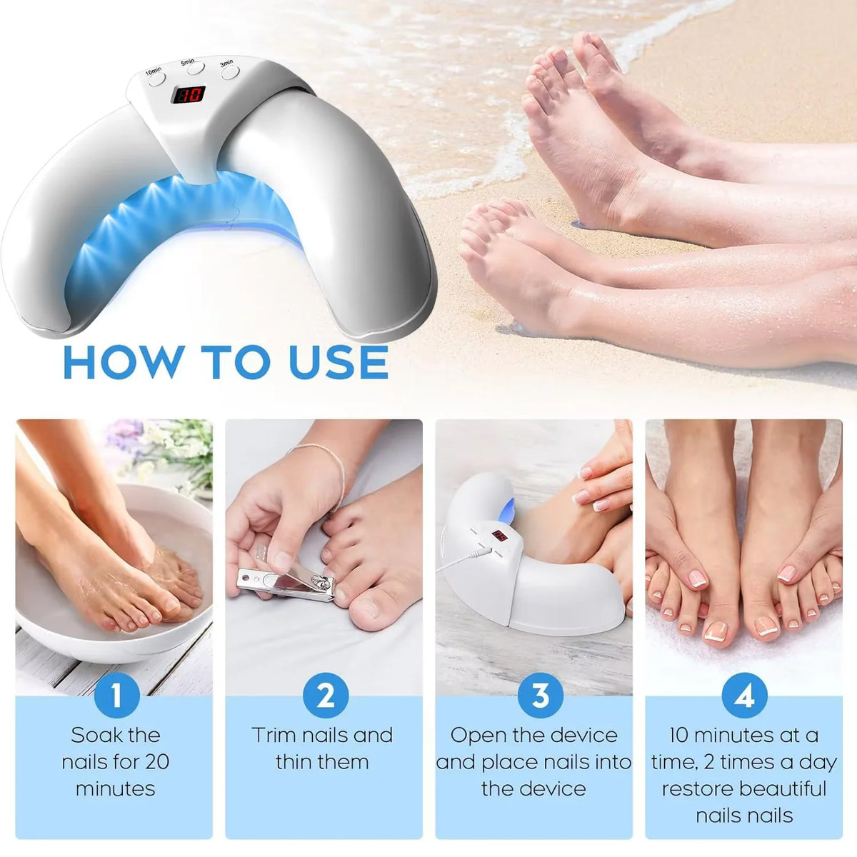 Nail Care Device Focused Light Rechargeable Cordless