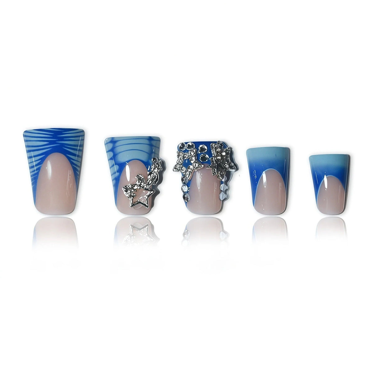 Nail Enhancements 3D Acrylic Silver Glossy Finish