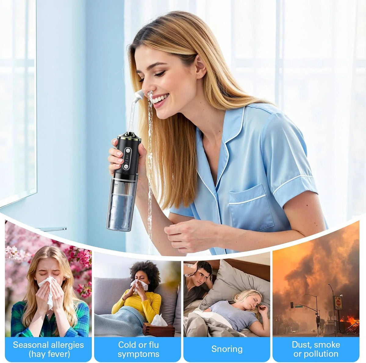 Nasal Irrigator Electric 4 Pressure Modes Waterproof