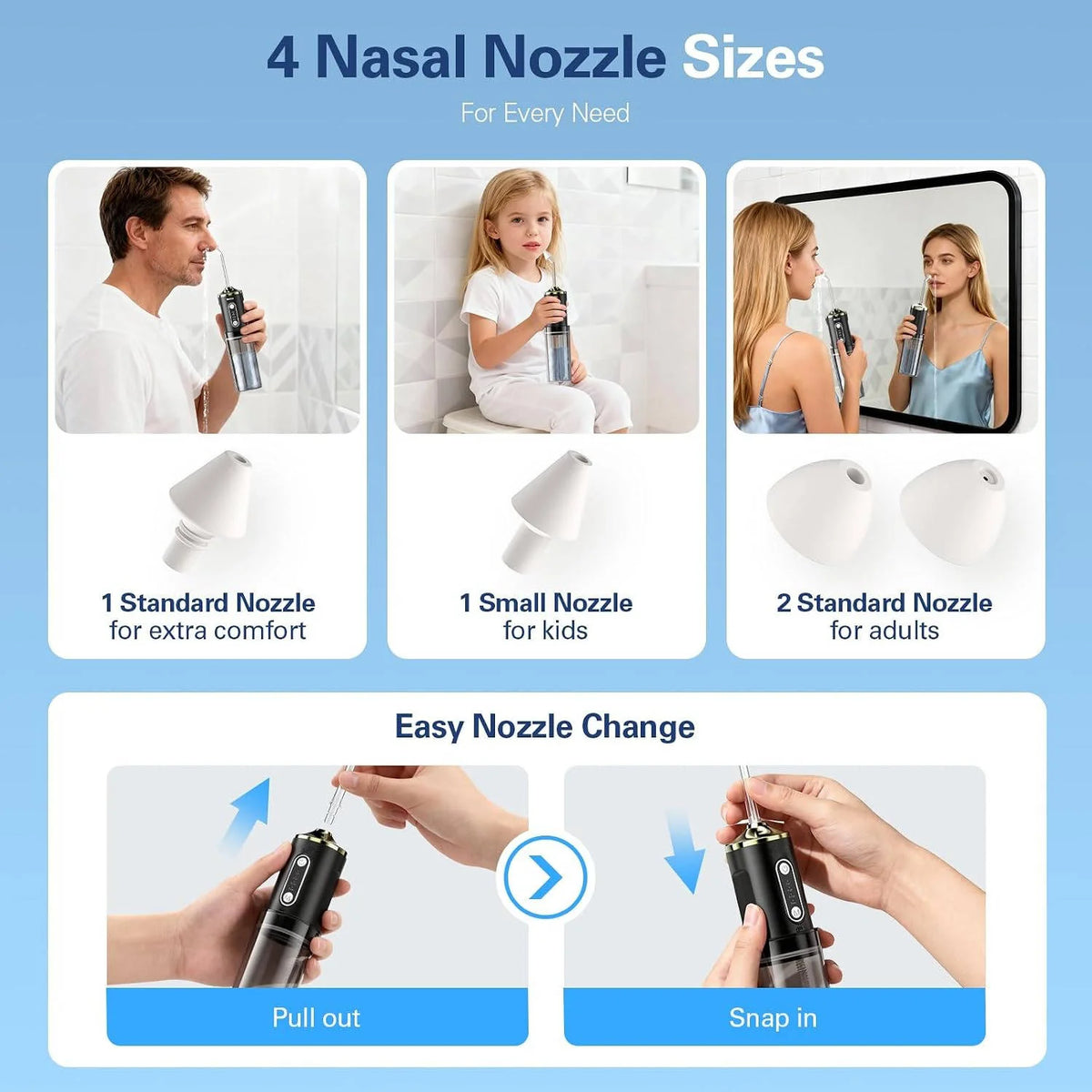 Nasal Irrigator Electric 4 Pressure Modes Waterproof