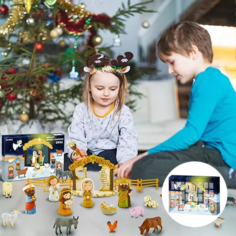 Nativity Advent Calendar 24 Figures Christmas Countdown