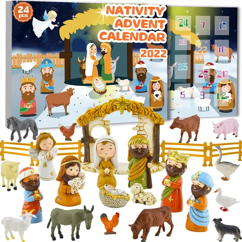 Nativity Advent Calendar 24 Figures Christmas Countdown