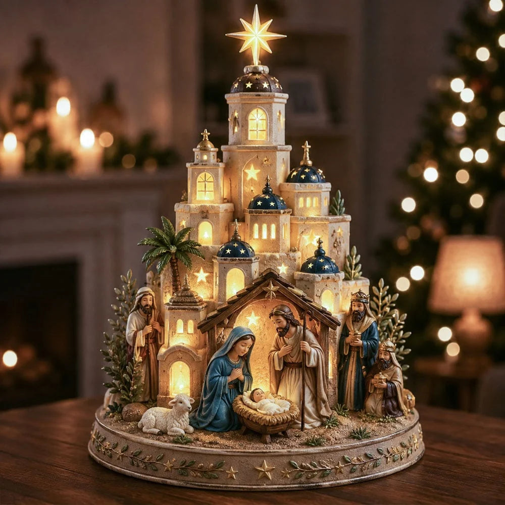 Nativity Scene Decoration Lighted Resin Tabletop Display