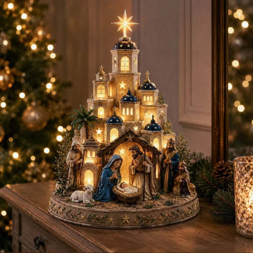 Nativity Scene Decoration Lighted Resin Tabletop Display