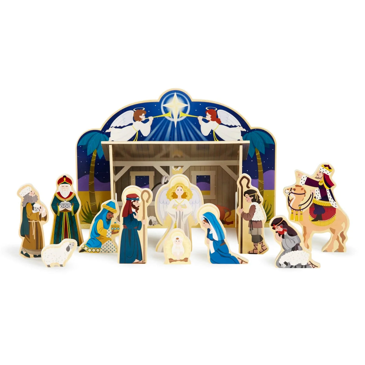 Nativity Set Solid Wood 11 Pieces Tool-Free Stable
