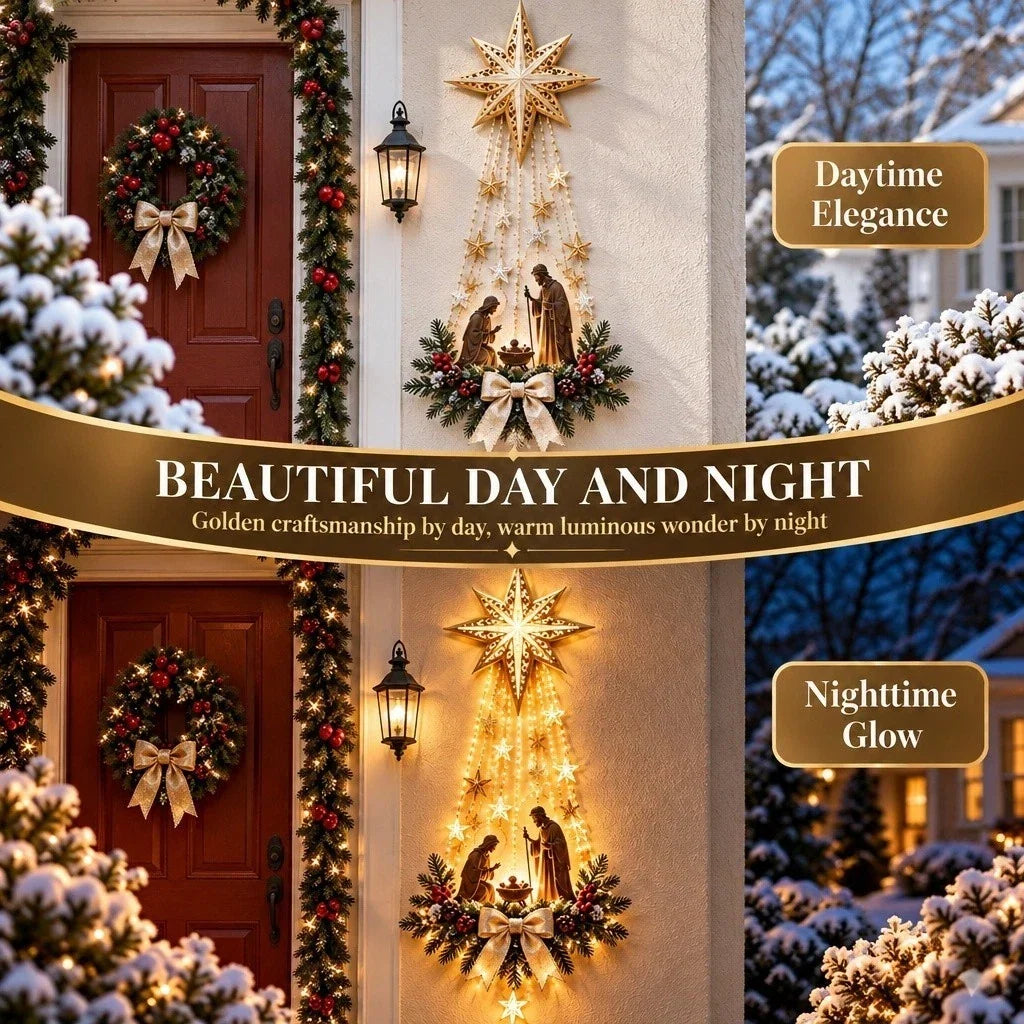 Nativity Wall Decor Holy Family Star Lights