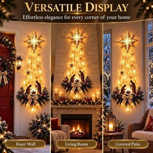 Nativity Wall Ornament Resin Warm White LED Lights