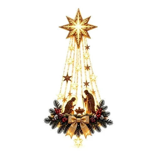 Nativity Wall Ornament Resin Warm White LED Lights