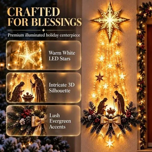 Nativity Wall Ornament Resin Warm White LED Lights