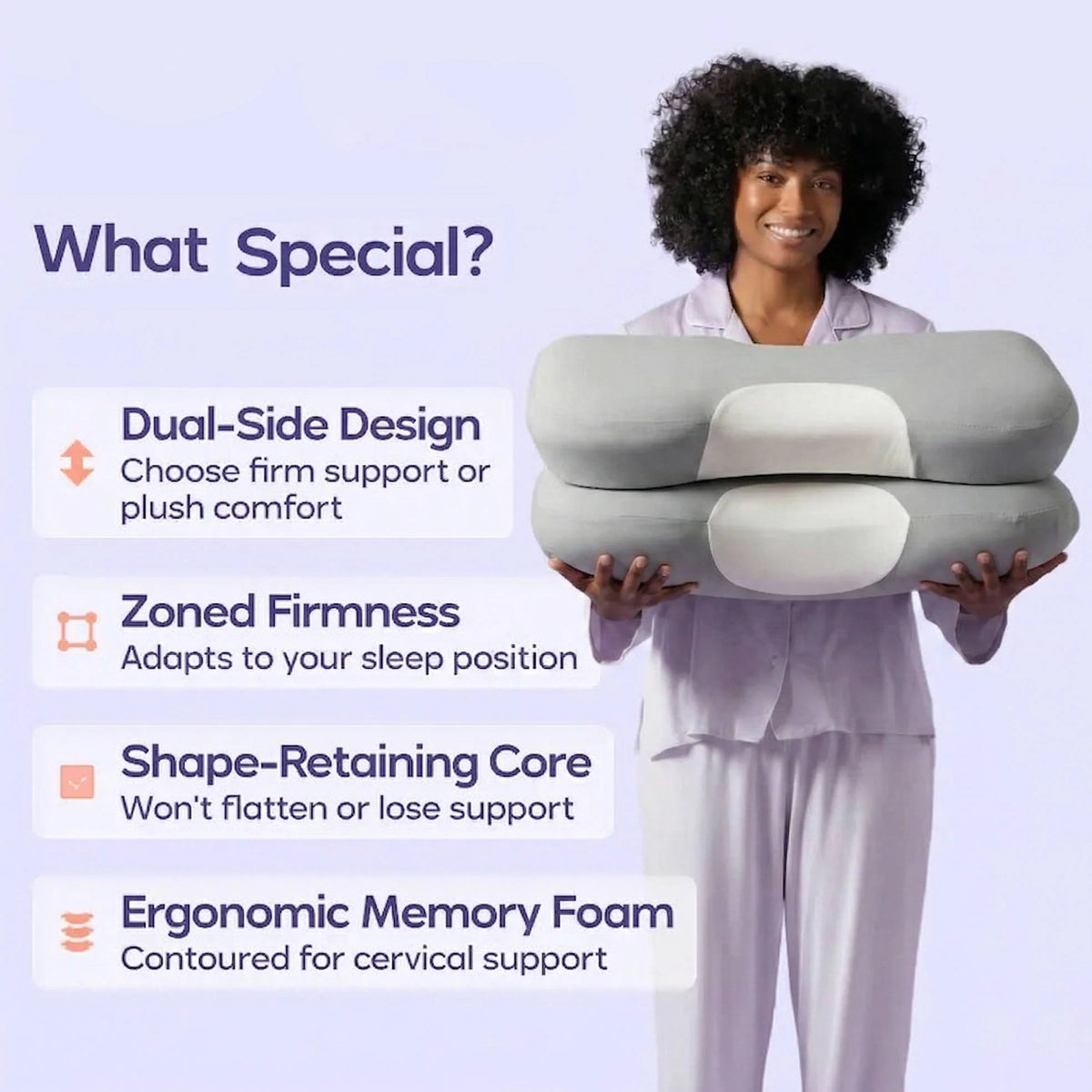 Neck Support Pillow Contoured Memory Foam Cooling Cover