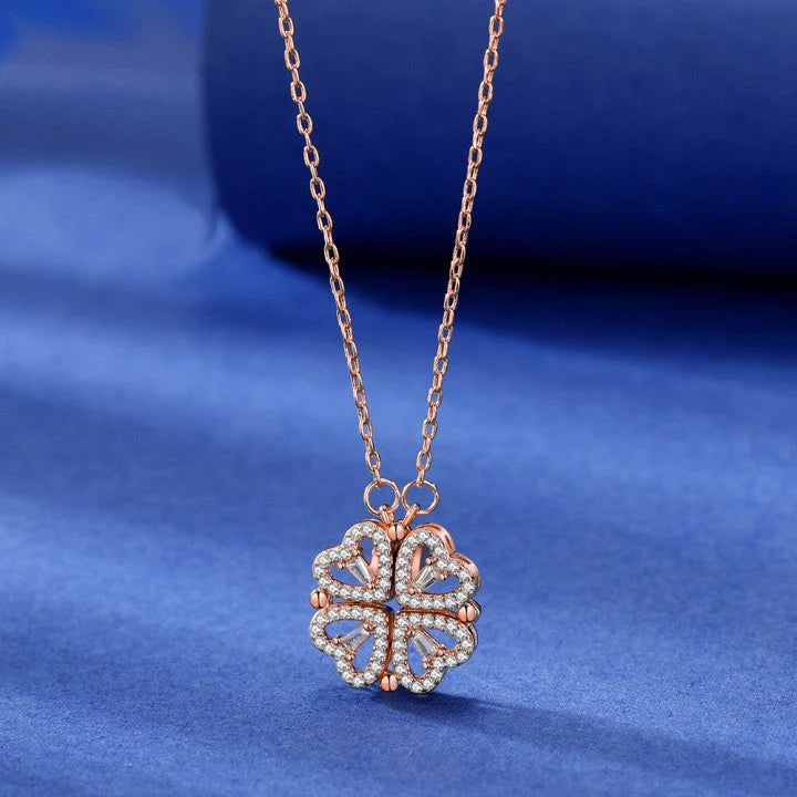Necklace Four Heart Clover Pendant Adjustable Chain