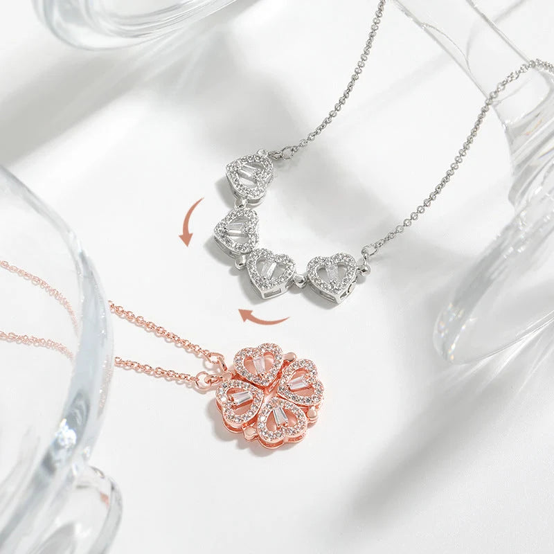 Necklace Four Heart Clover Pendant Adjustable Chain