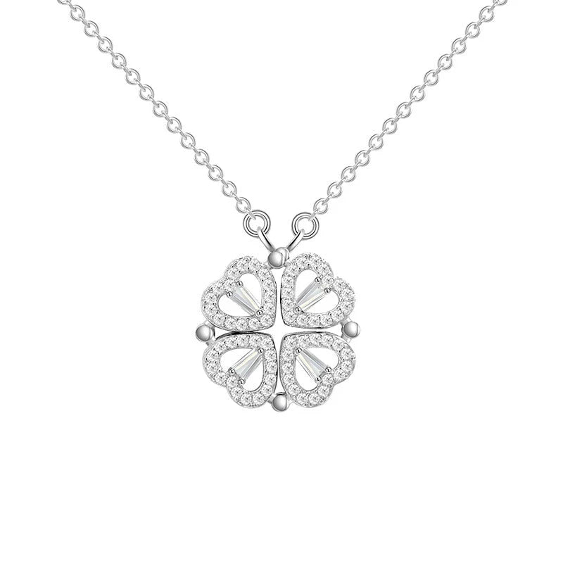 Necklace Four Heart Clover Pendant Adjustable Chain