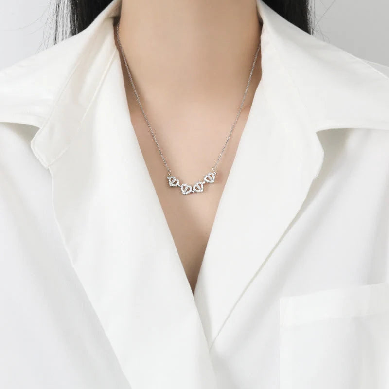 Necklace Four Heart Clover Pendant Adjustable Chain