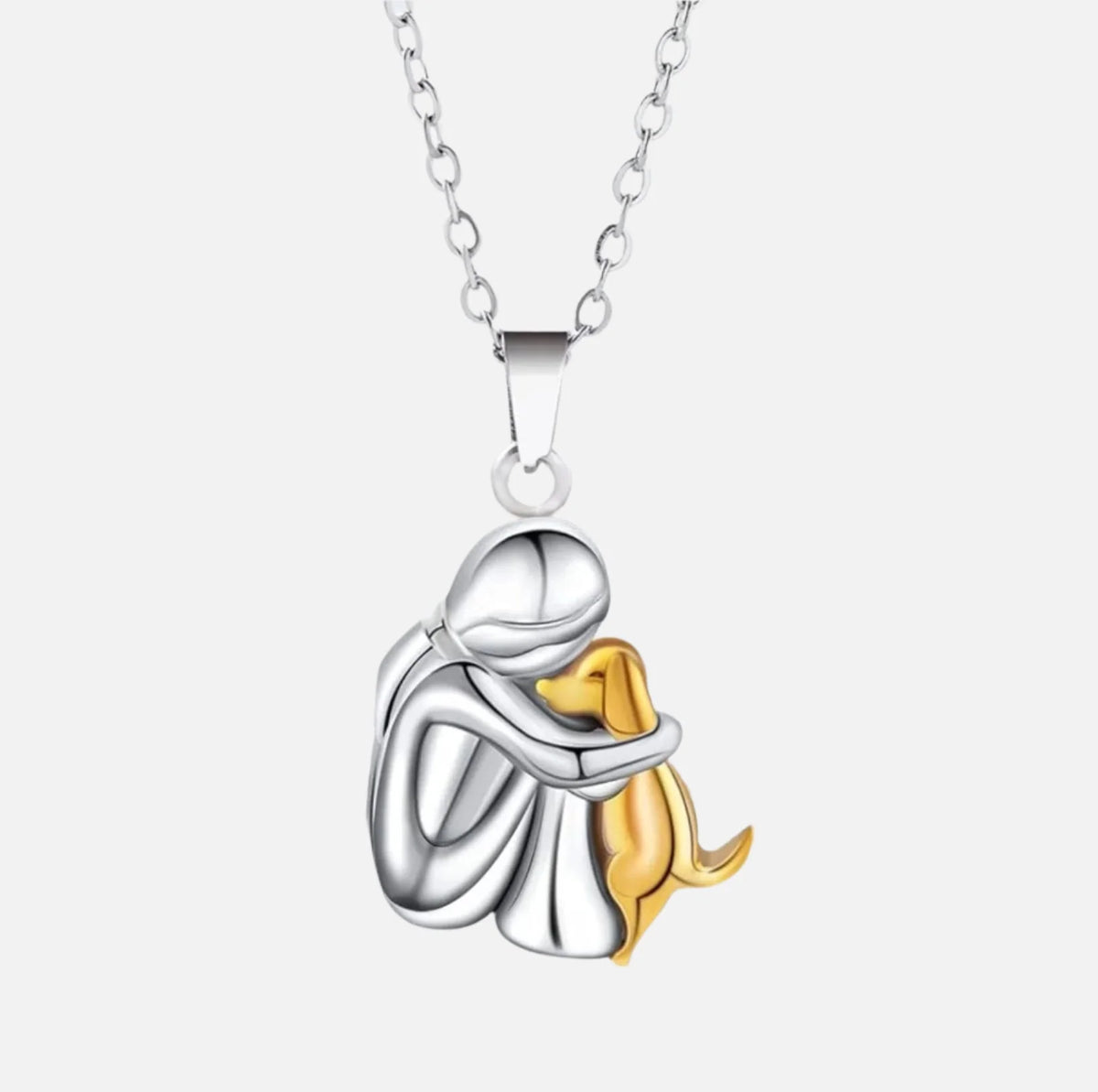 Necklace Woman And Dog Silhouette Adjustable Chain