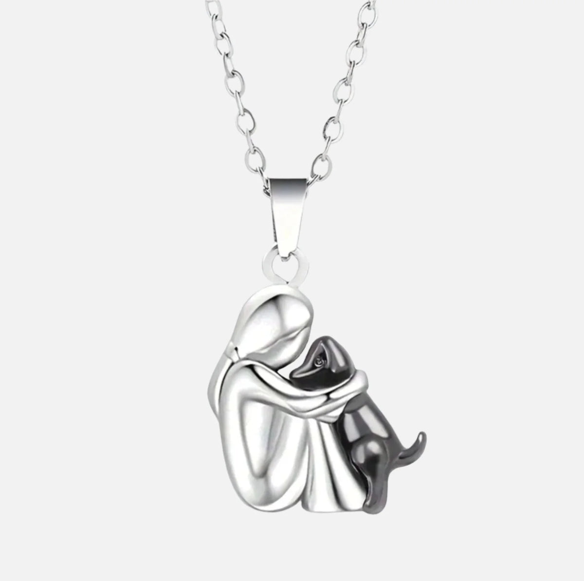 Necklace Woman And Dog Silhouette Adjustable Chain