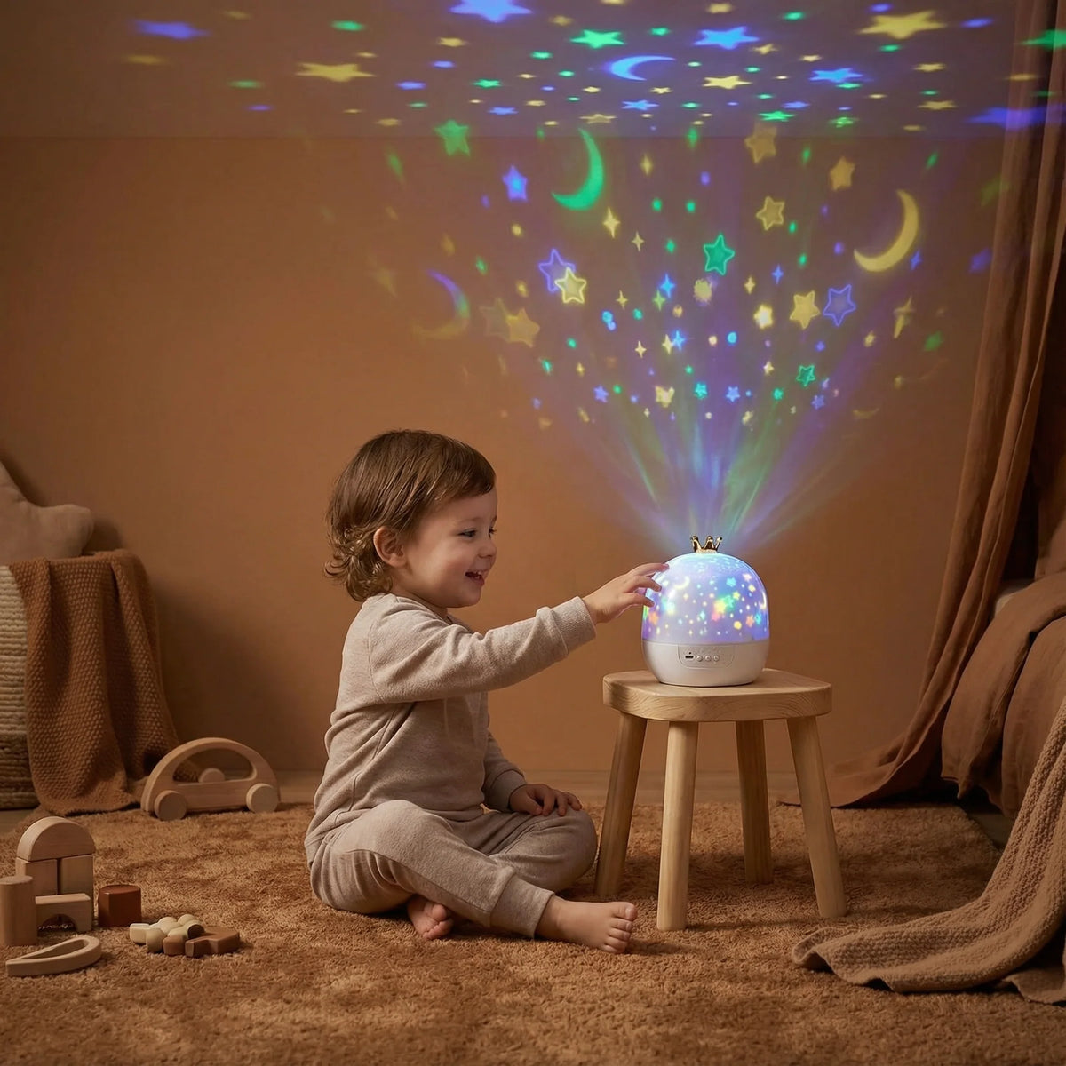 Night Light Projector Rotating Ceiling Projection Built-In Speaker