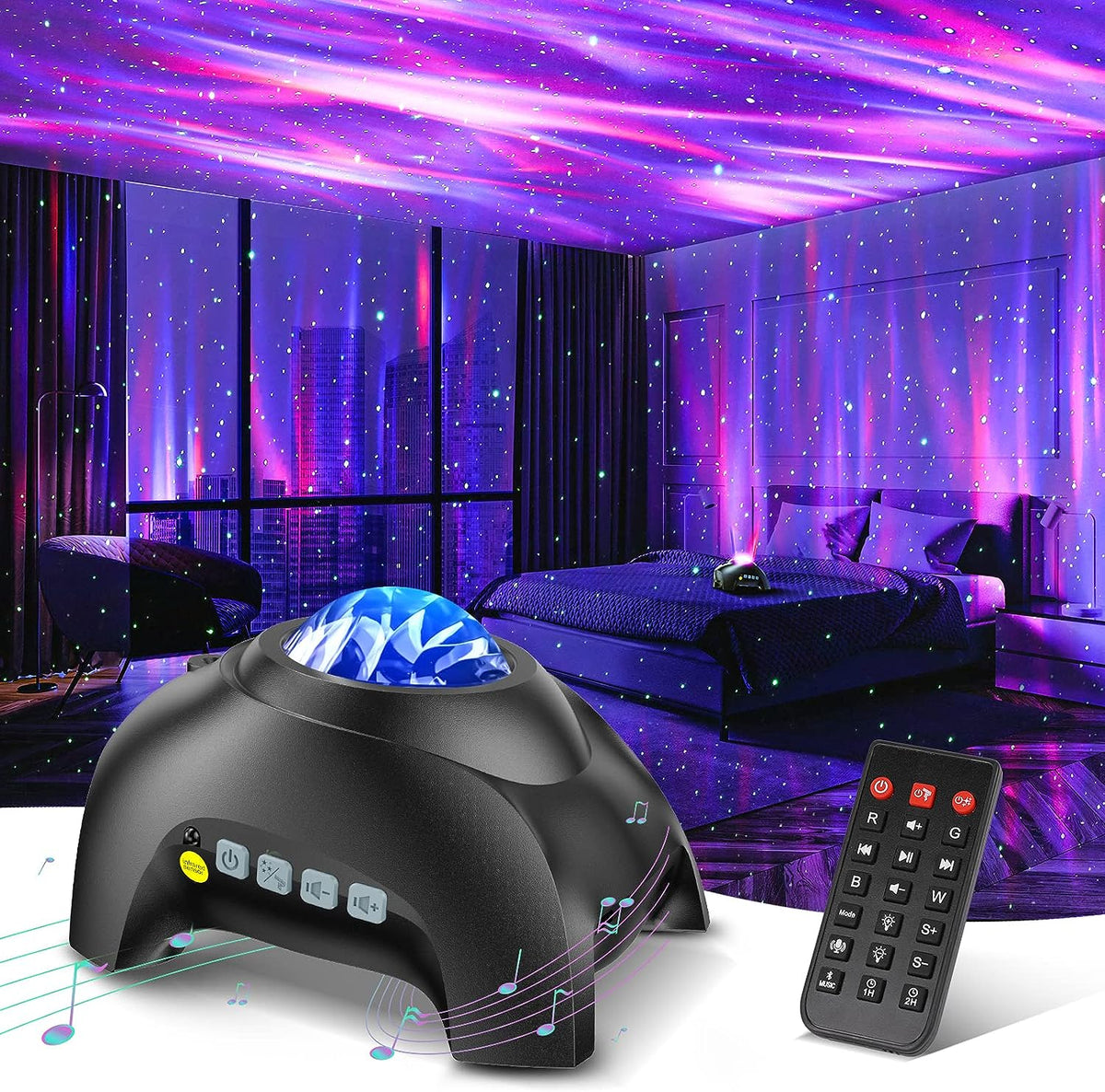 Night Sky Projector Dimmable Aurora & Stars Bluetooth Speaker