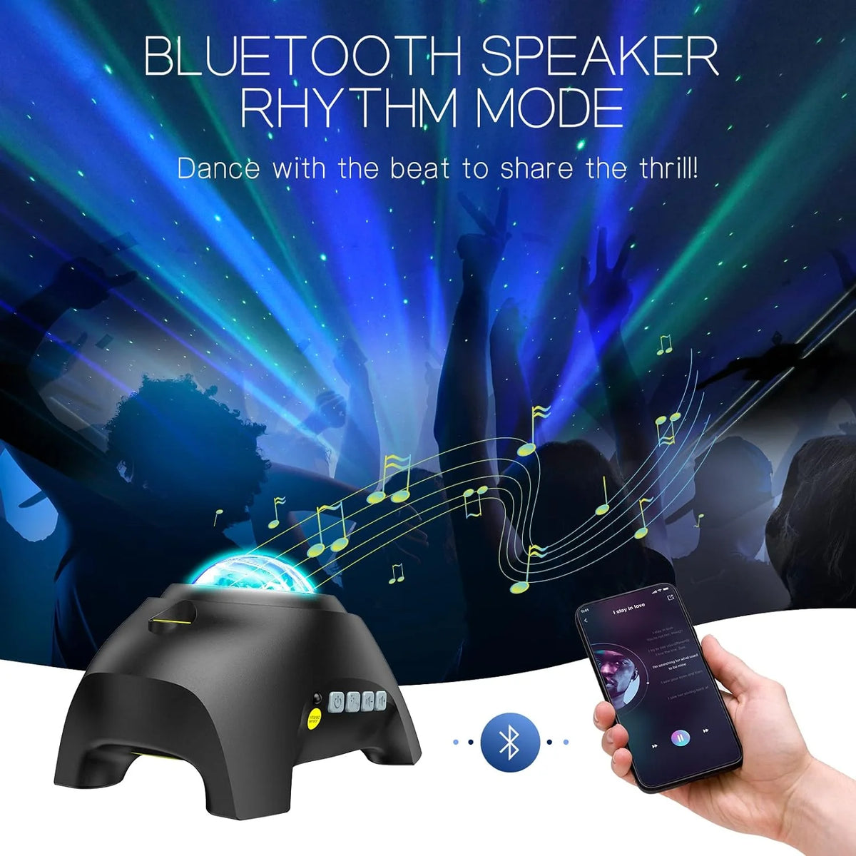 Night Sky Projector Dimmable Aurora & Stars Bluetooth Speaker