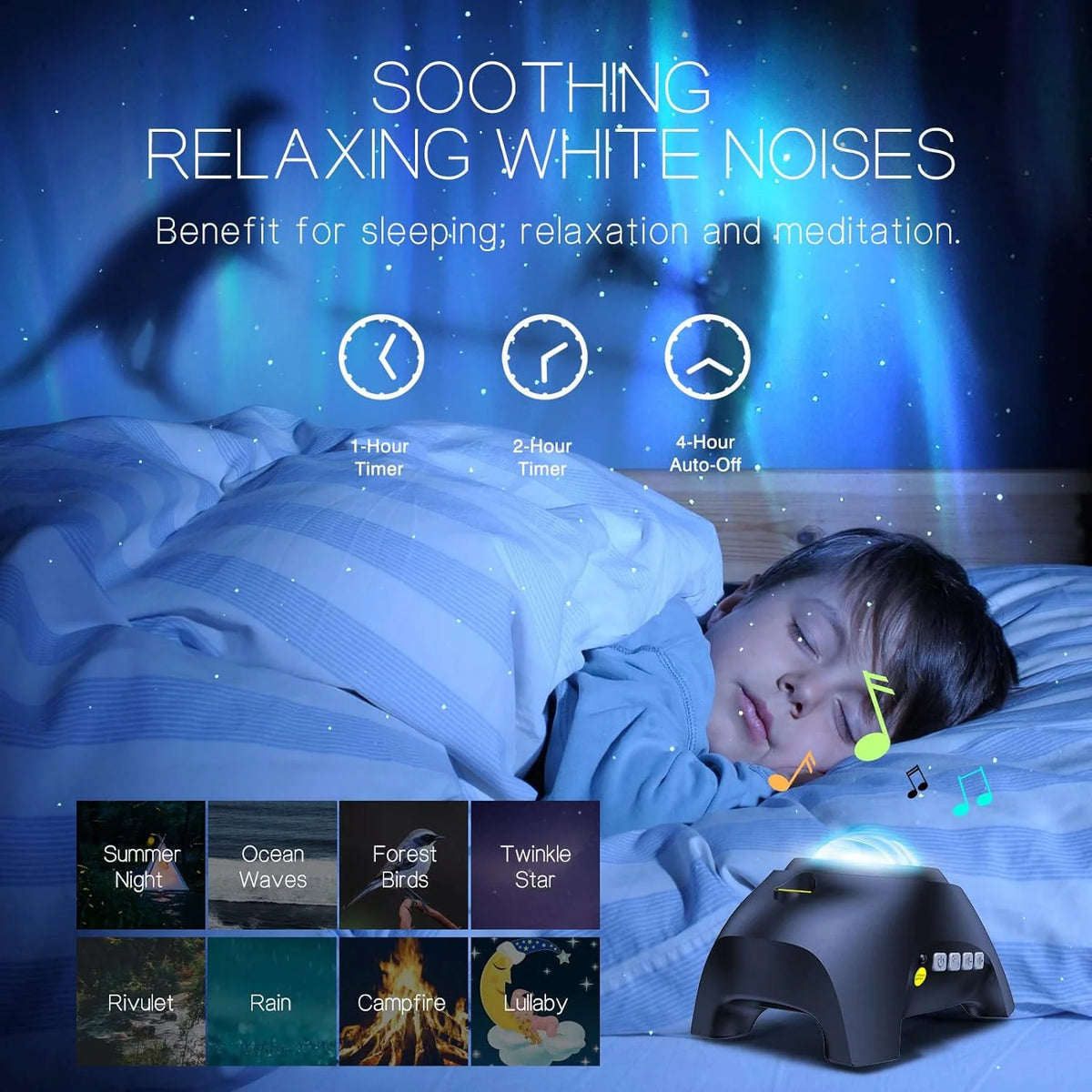 Night Sky Projector Dimmable Aurora & Stars Bluetooth Speaker