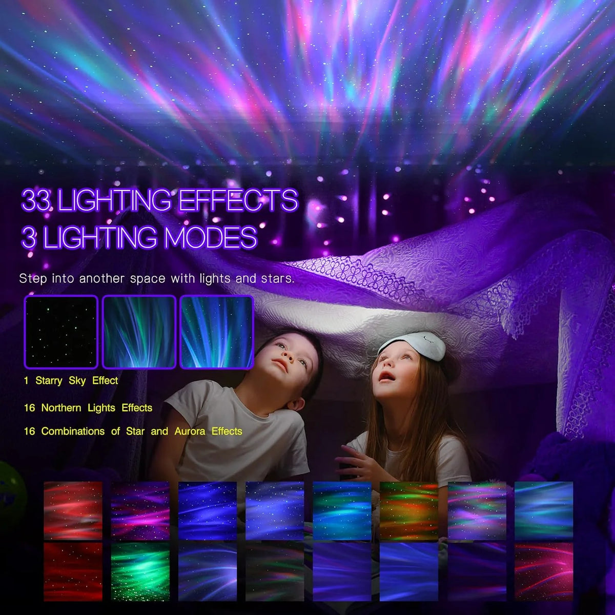 Night Sky Projector Dimmable Aurora & Stars Bluetooth Speaker