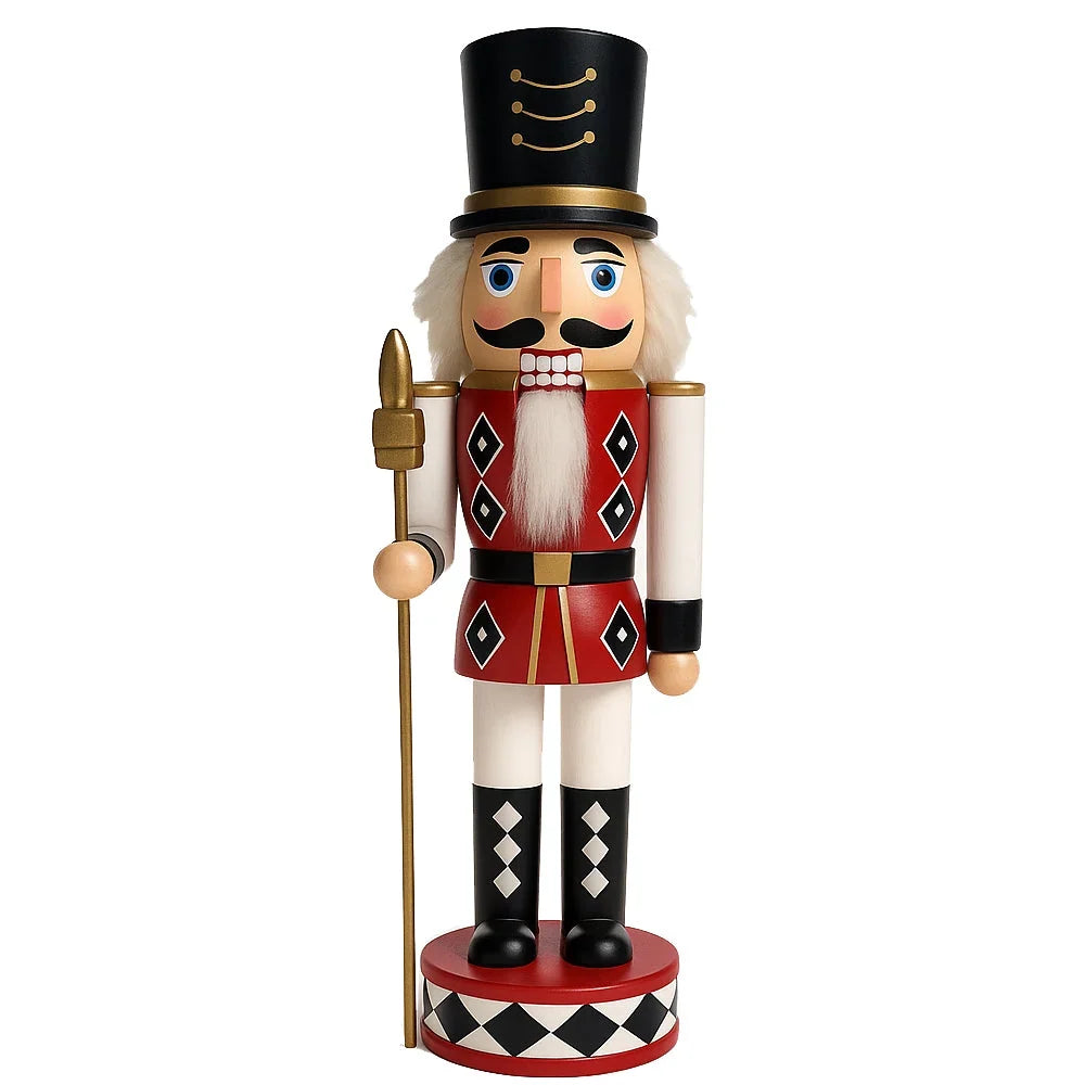Nutcracker Figure Hand-Painted Wood 11.8-Inch