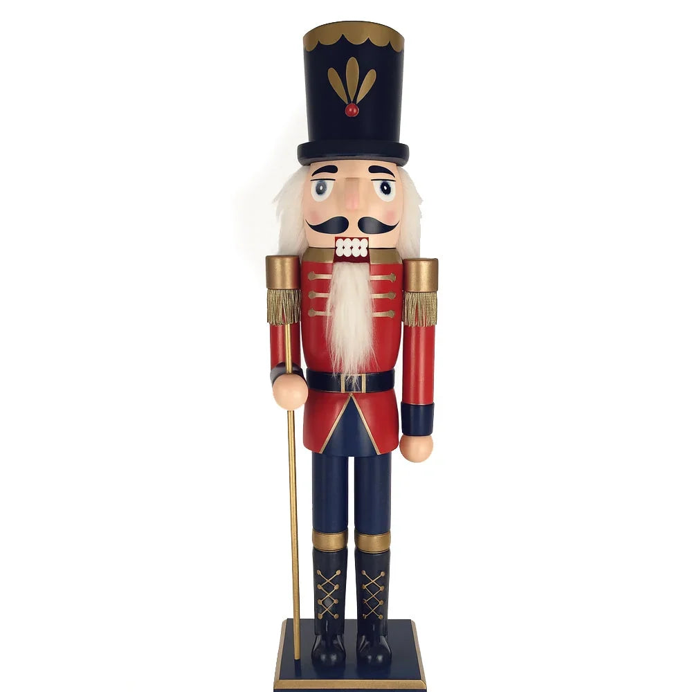 Nutcracker Figure Hand-Painted Wood 11.8-Inch