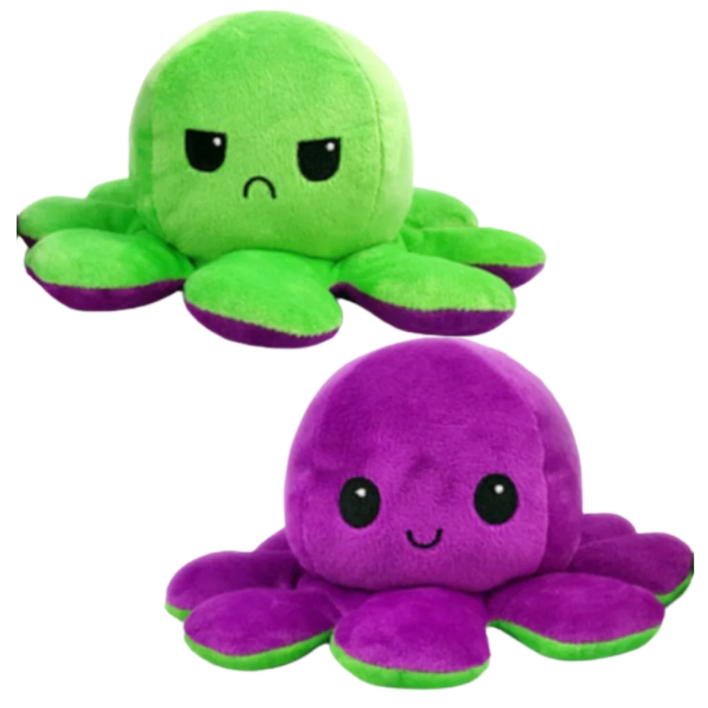 Octopus Plush Toy Reversible Happy & Sad Faces