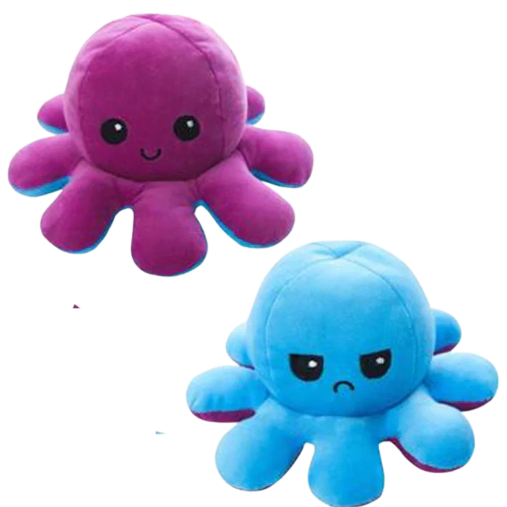 Octopus Plush Toy Reversible Happy & Sad Faces