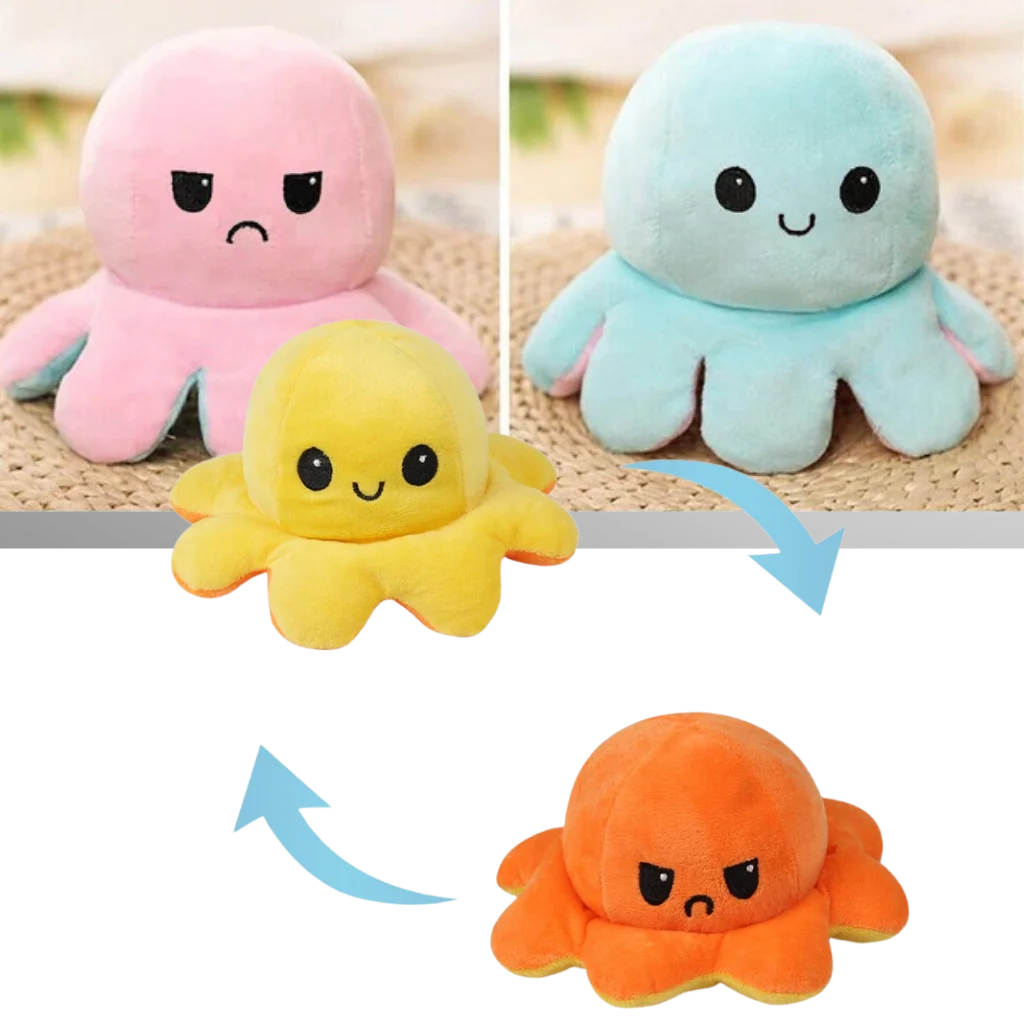 Octopus Plush Toy Reversible Happy & Sad Faces