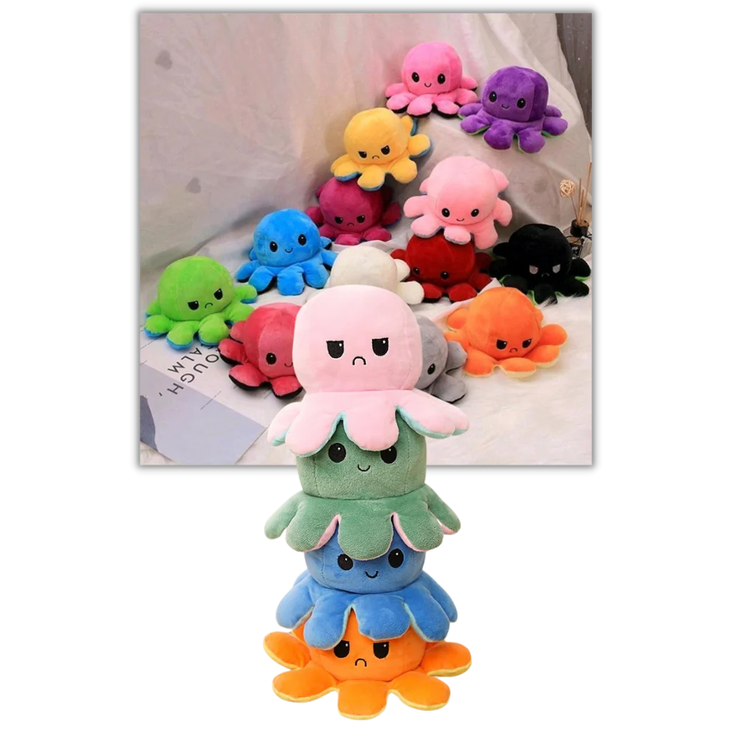 Octopus Plush Toy Reversible Happy & Sad Faces