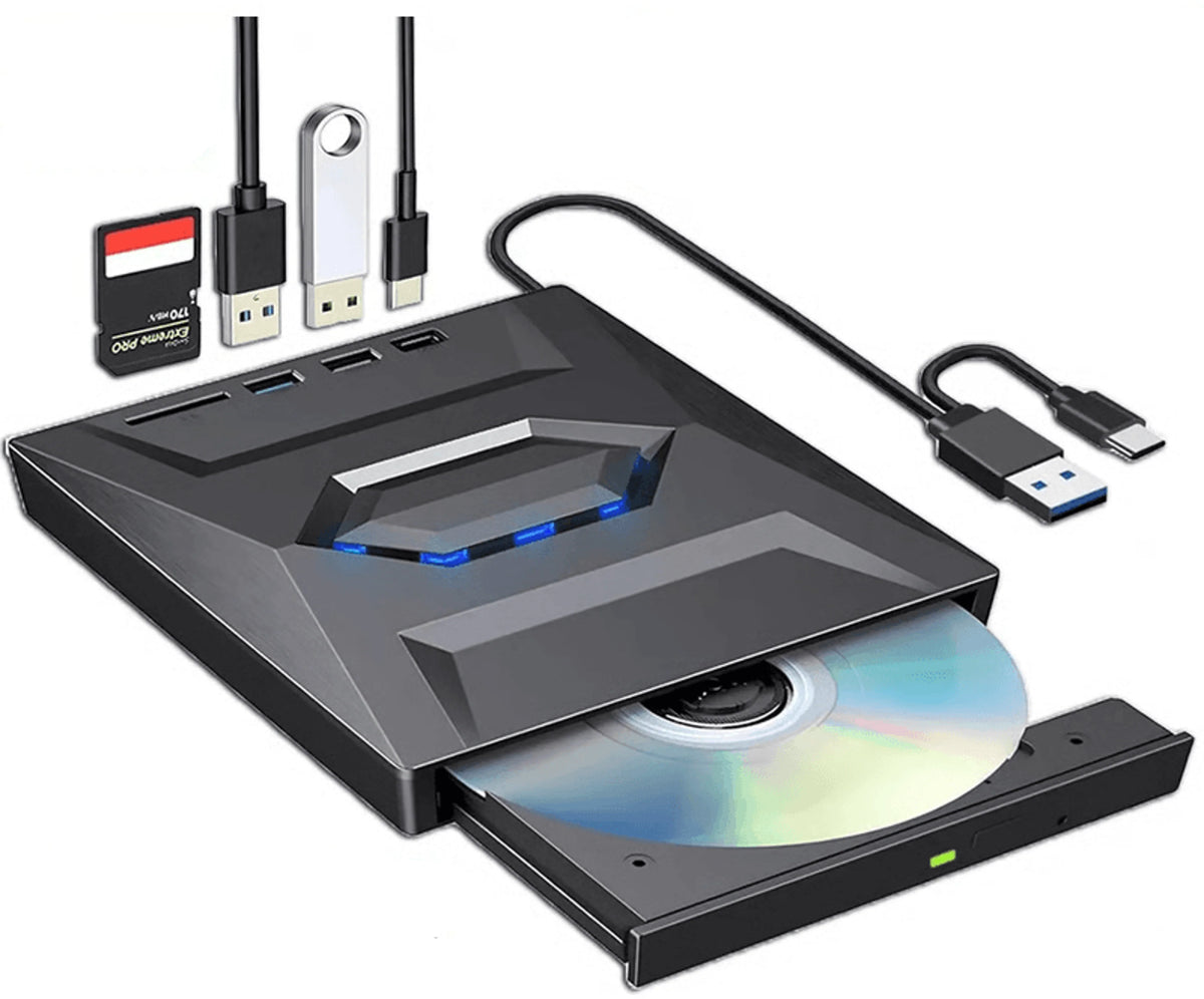 Optical Drive CD/DVD Burner SD Card Slot USB Hub