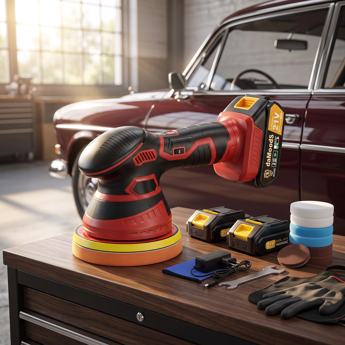 Orbital Buffer Cordless Variable Speed Foam Pad Set
