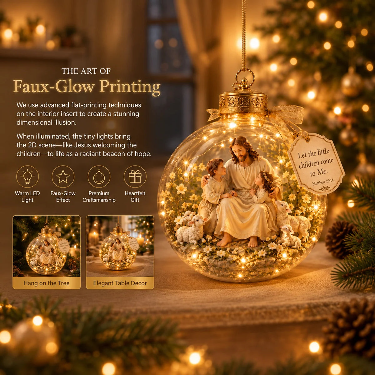 Ornament Lighted Christian Scripture Keepsake