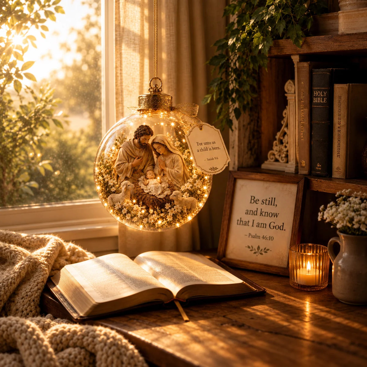 Ornament Lighted Christian Scripture Keepsake